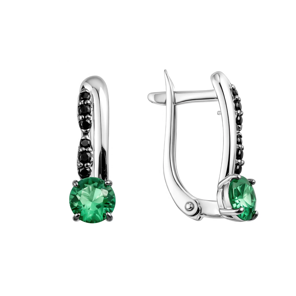 Серьги с фианитами из серебра 925 пробы