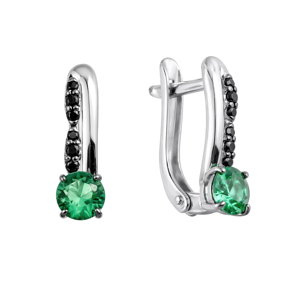 Серьги с фианитами из серебра 925 пробы