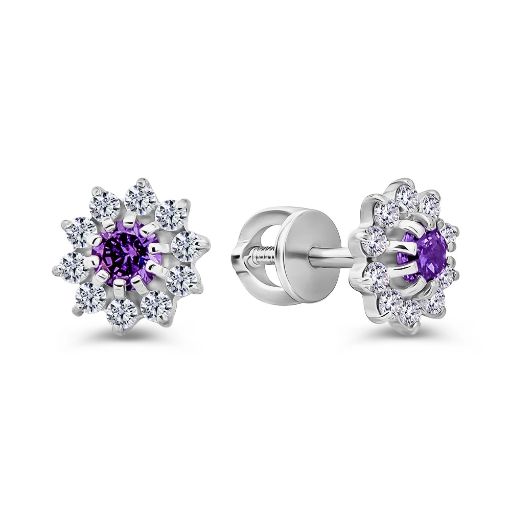Серьги с фианитами из серебра 925 пробы