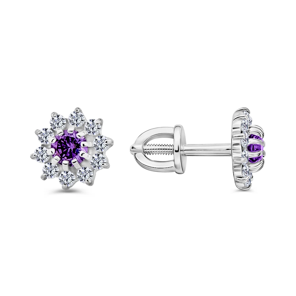 Серьги с фианитами из серебра 925 пробы