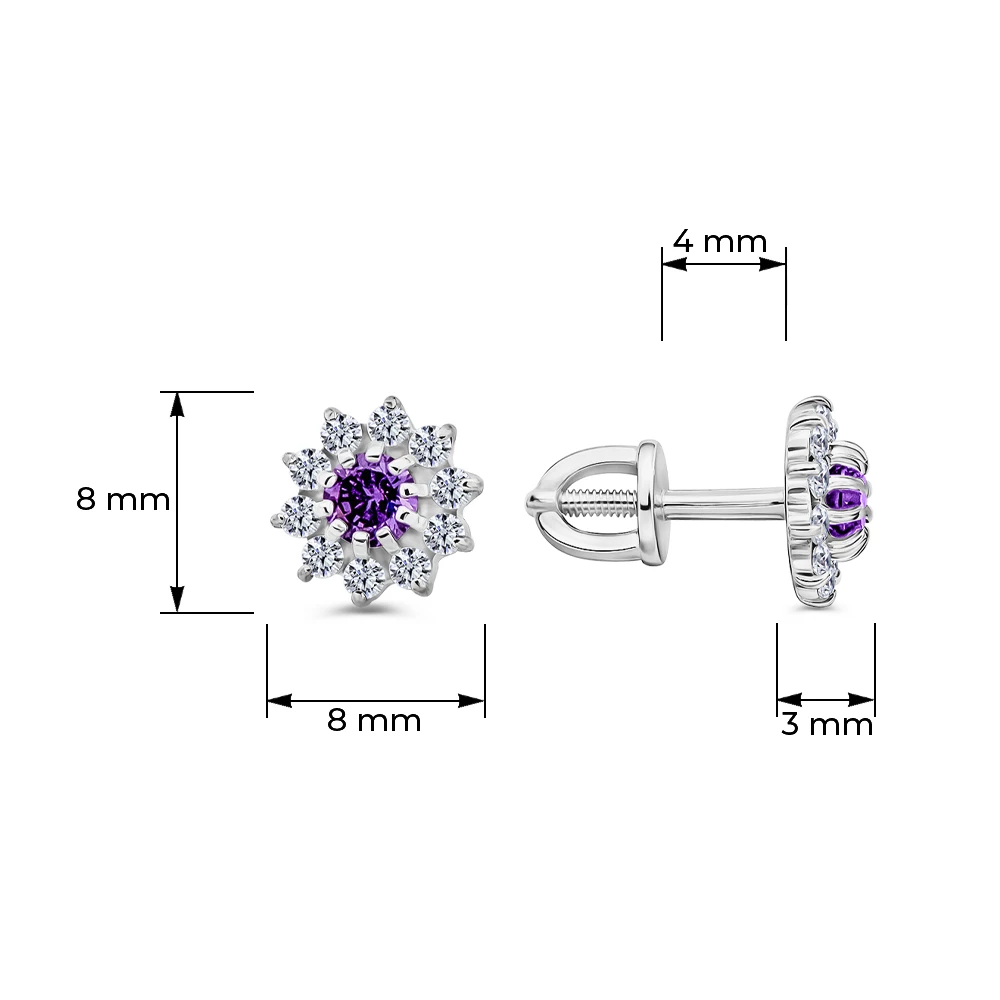 Серьги с фианитами из серебра 925 пробы