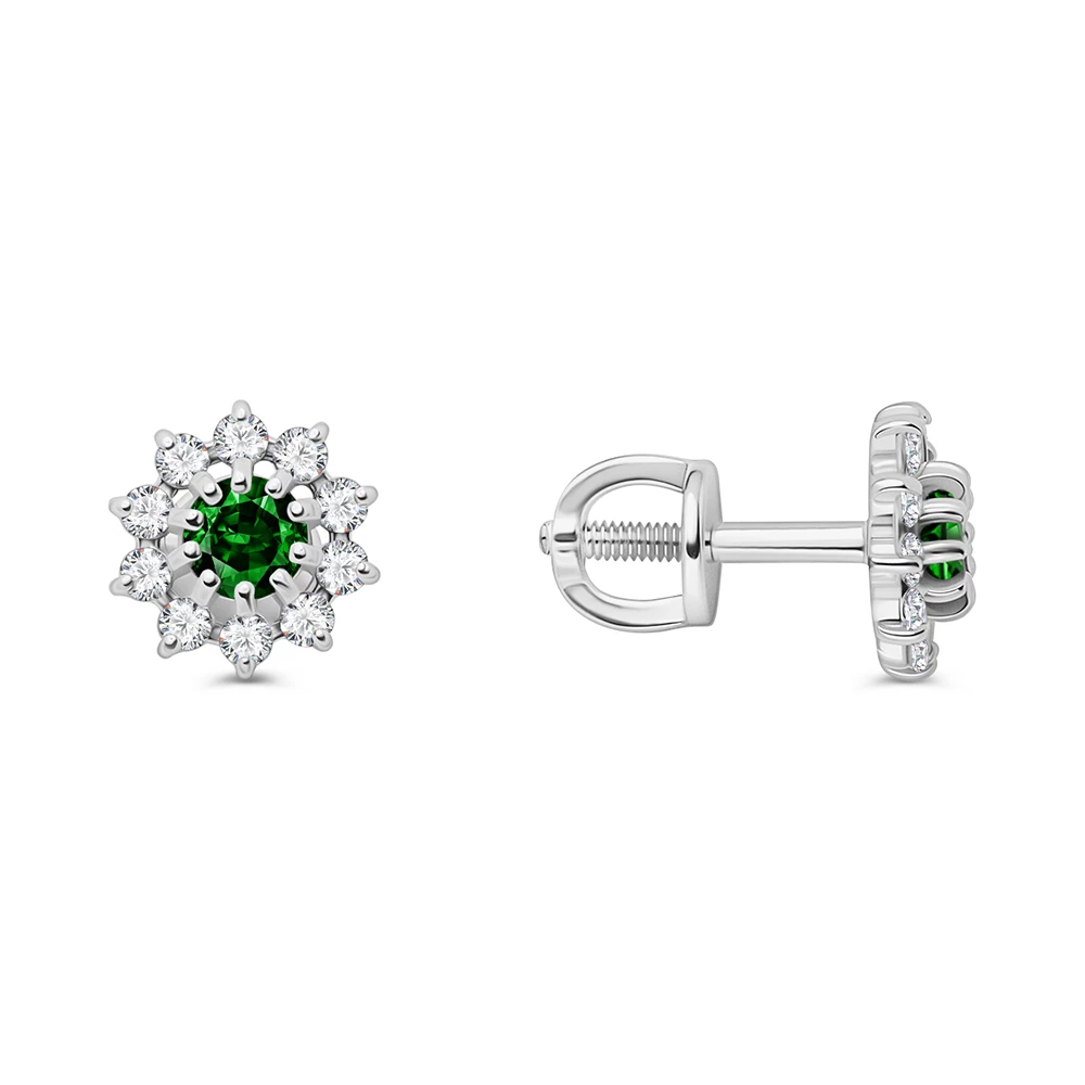 Серьги с фианитами из серебра 925 пробы