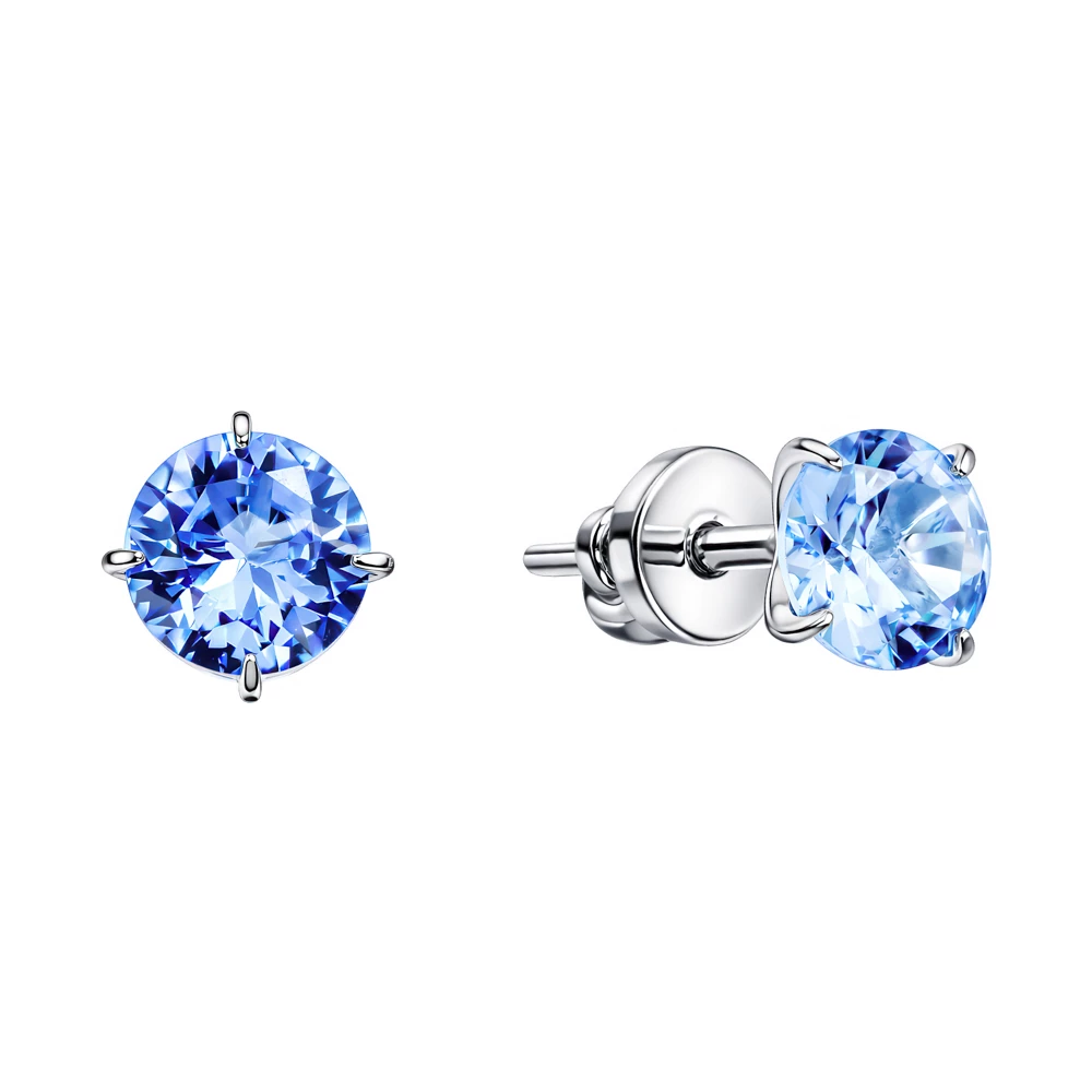 Серьги с фианитами из серебра 925 пробы