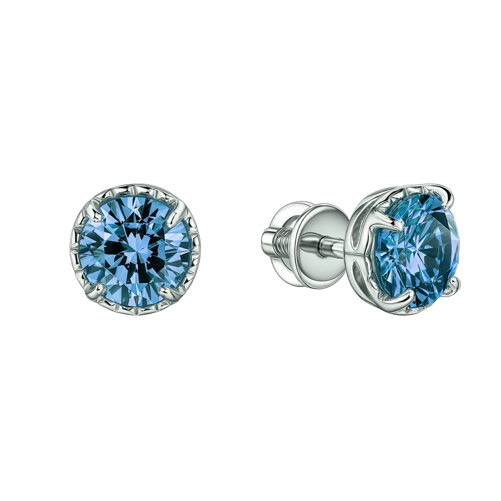 Серьги с фианитами из серебра 925 пробы