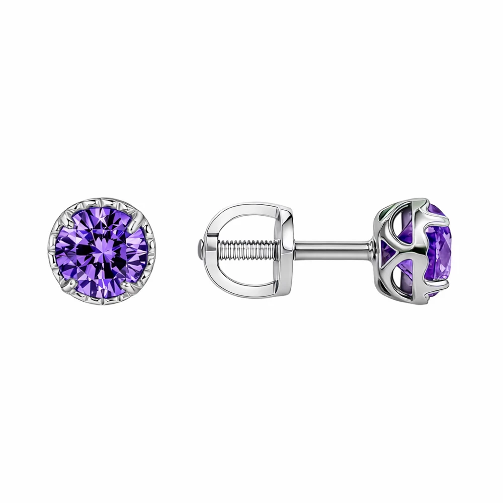 Серьги с фианитами из серебра 925 пробы