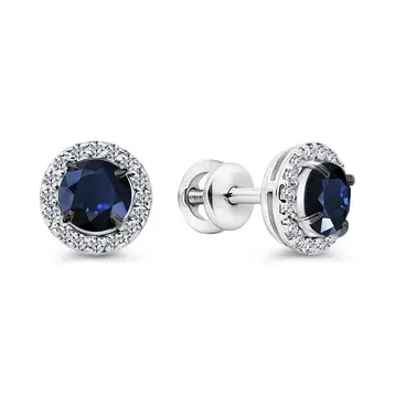 Серьги с фианитами из серебра 925 пробы