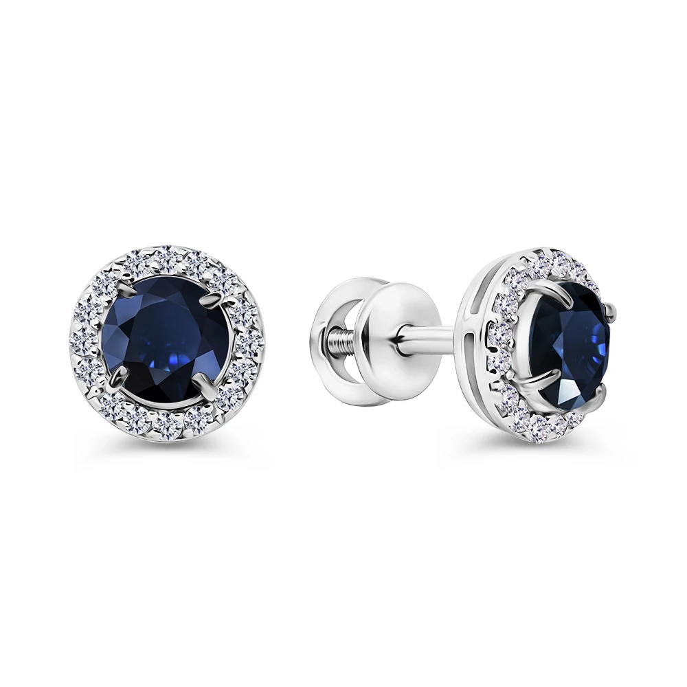 Серьги с фианитами из серебра 925 пробы