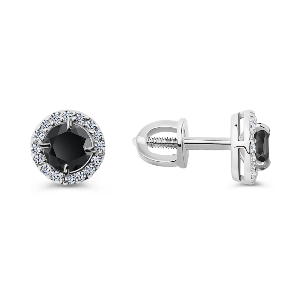 Серьги с фианитами из серебра 925 пробы