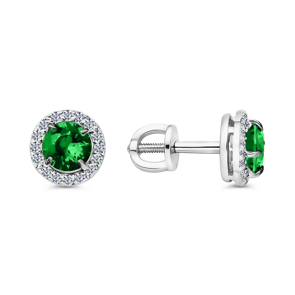 Серьги с фианитами из серебра 925 пробы
