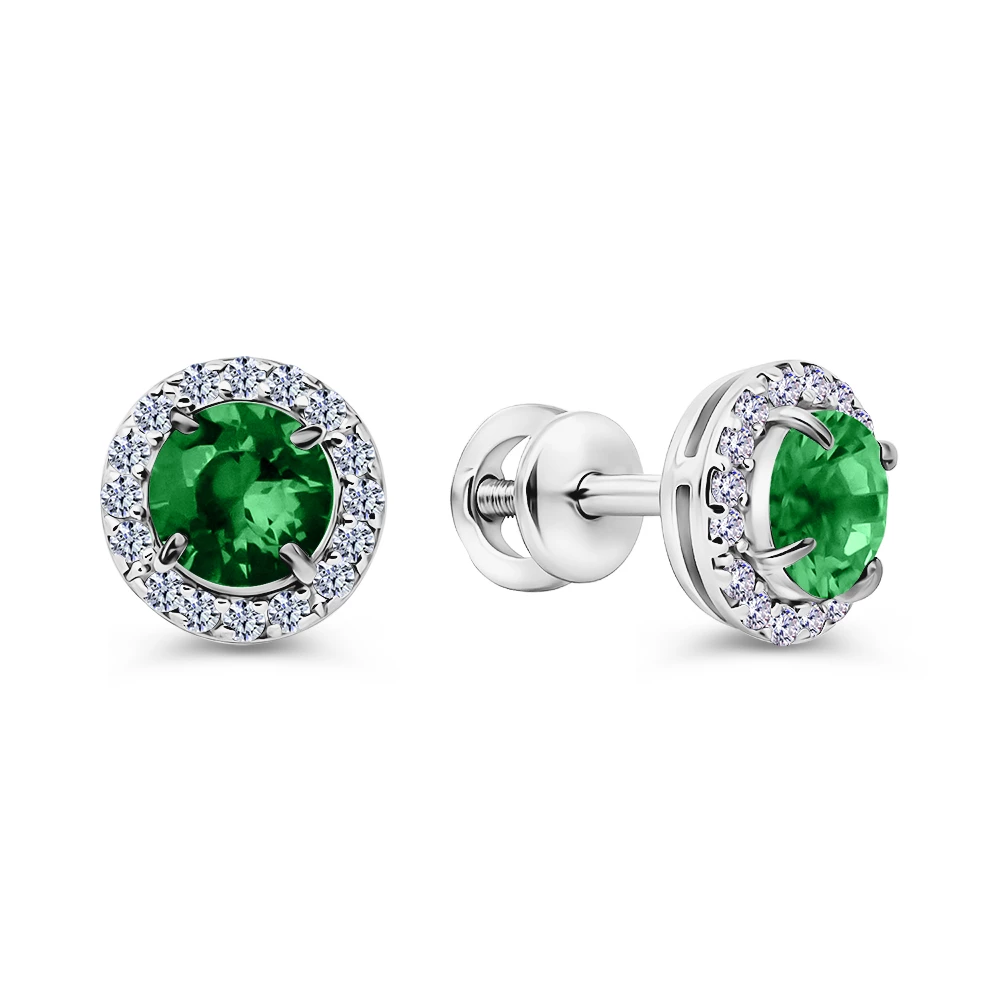 Серьги с фианитами из серебра 925 пробы