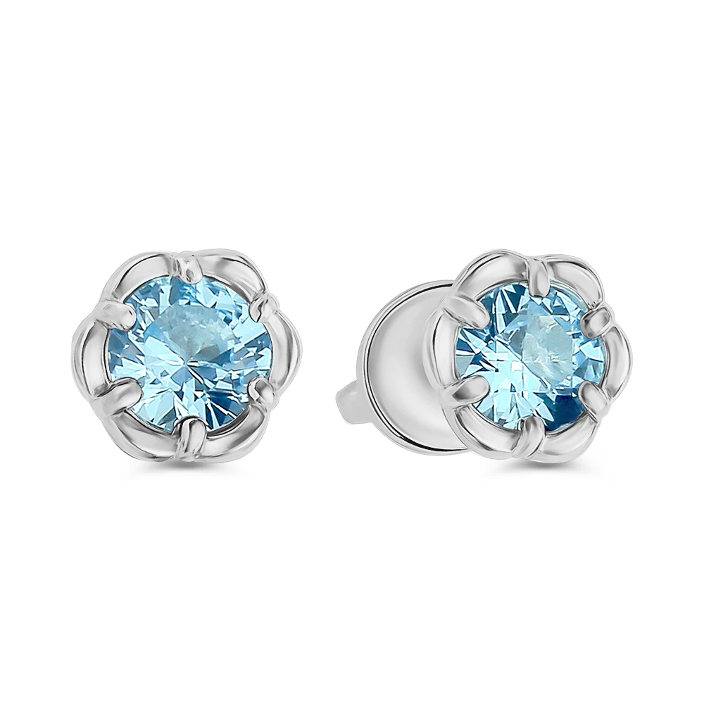 Серьги с фианитами из серебра 925 пробы