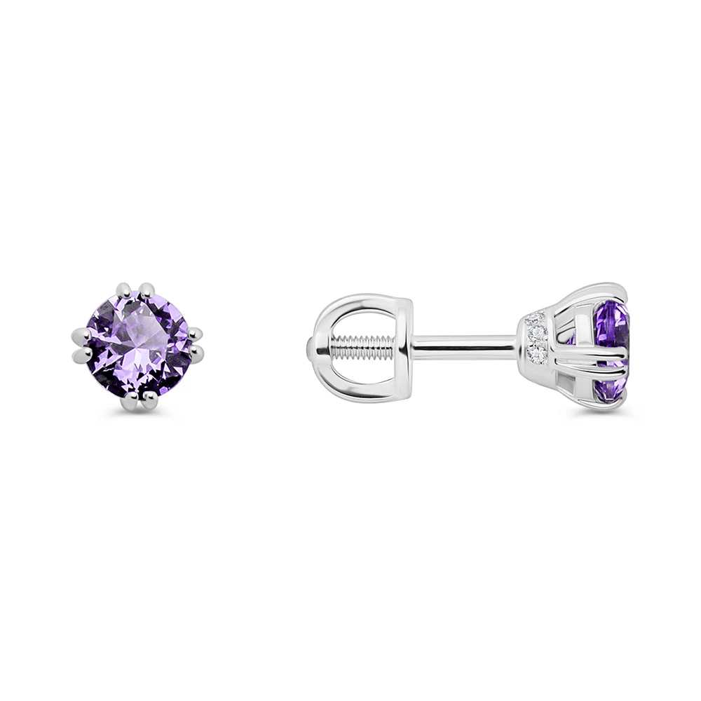 Серьги с фианитами из серебра 925 пробы