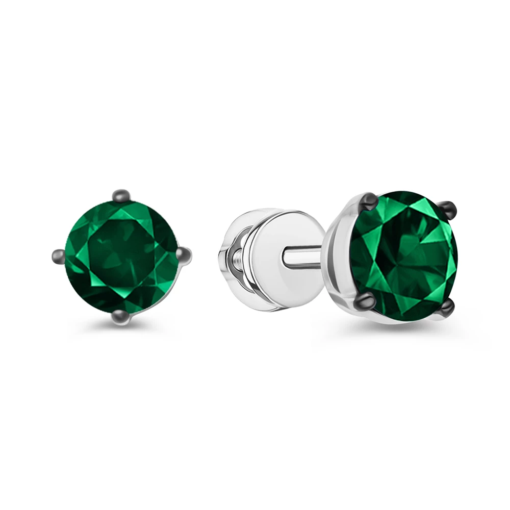 Серьги с фианитами из серебра 925 пробы
