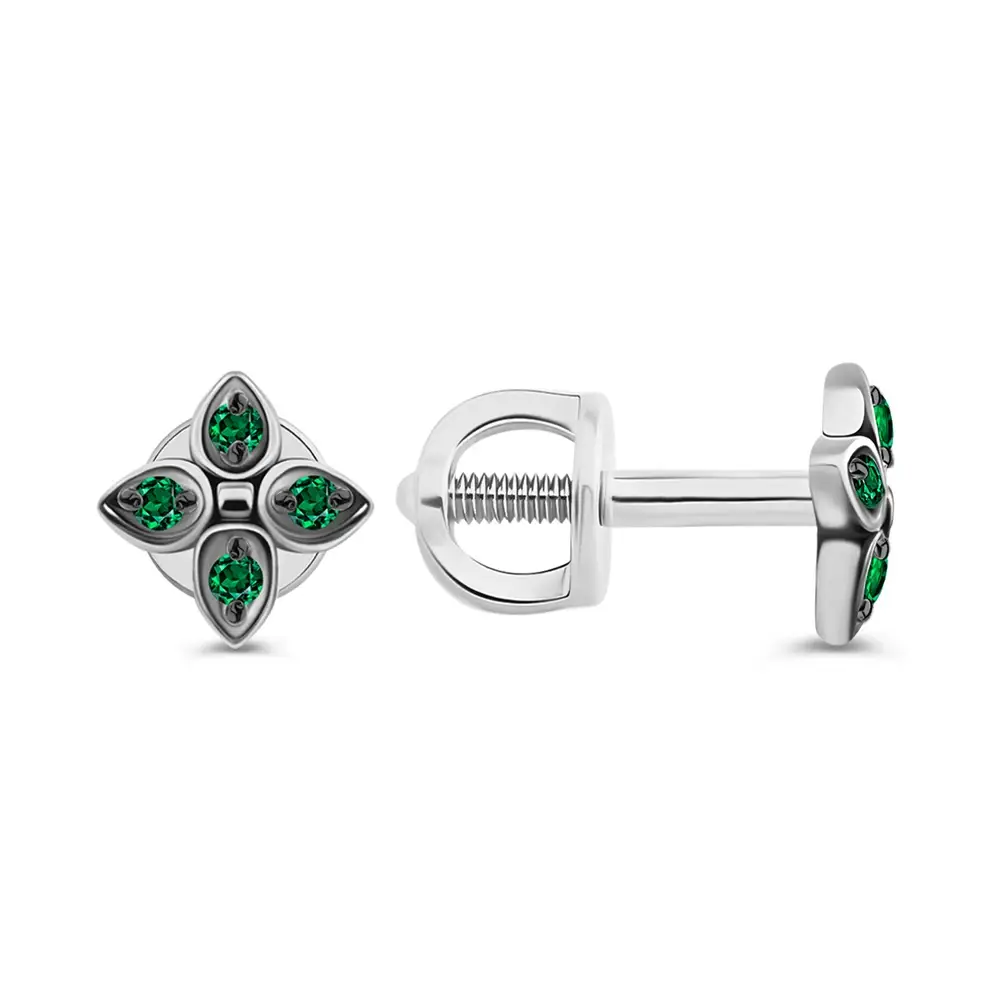Серьги с фианитами из серебра 925 пробы
