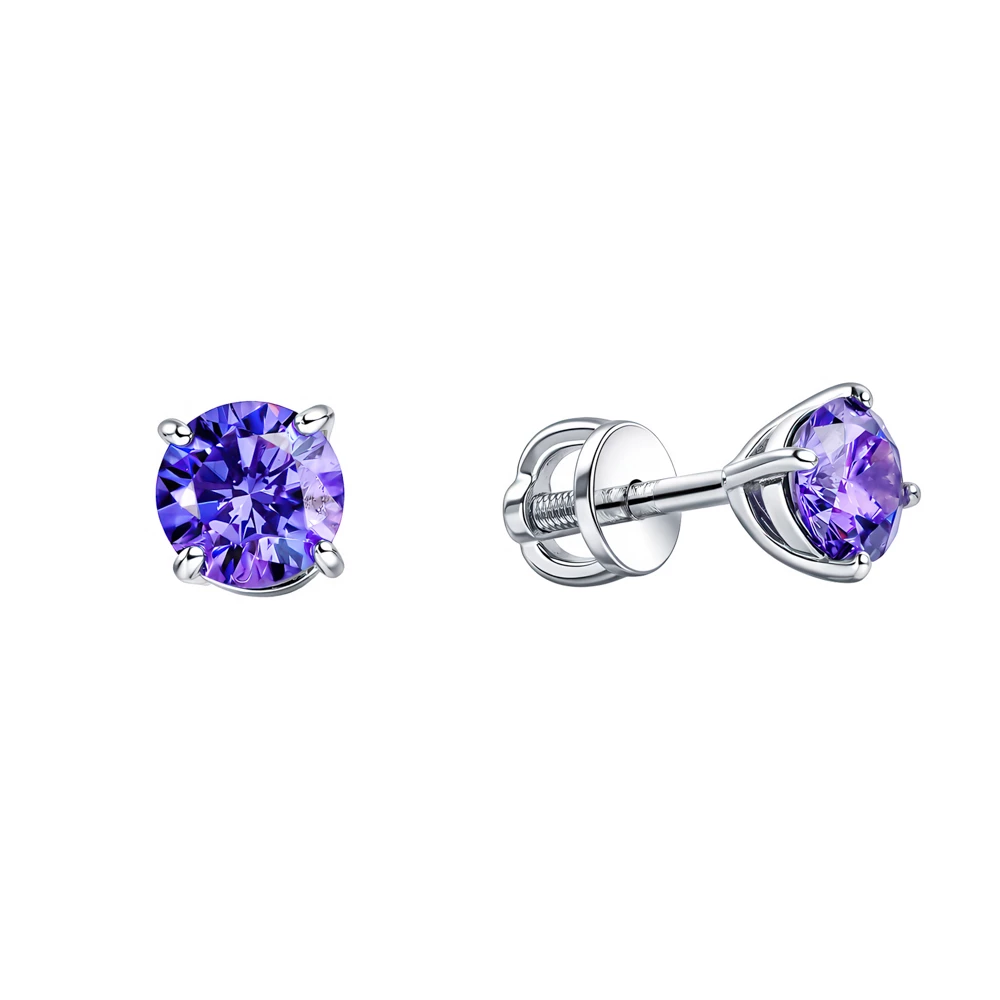 Серьги с фианитами из серебра 925 пробы