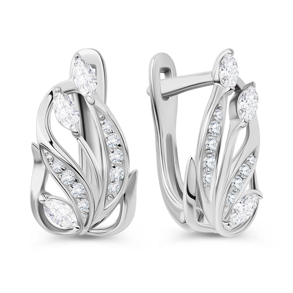 Серьги с фианитами из серебра 925 пробы