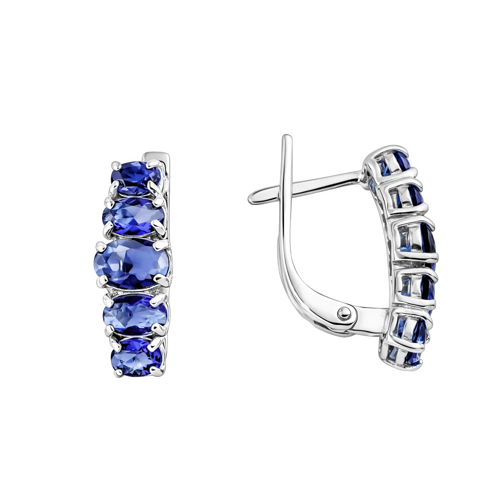 Серьги с алпанитами из серебра 925 пробы