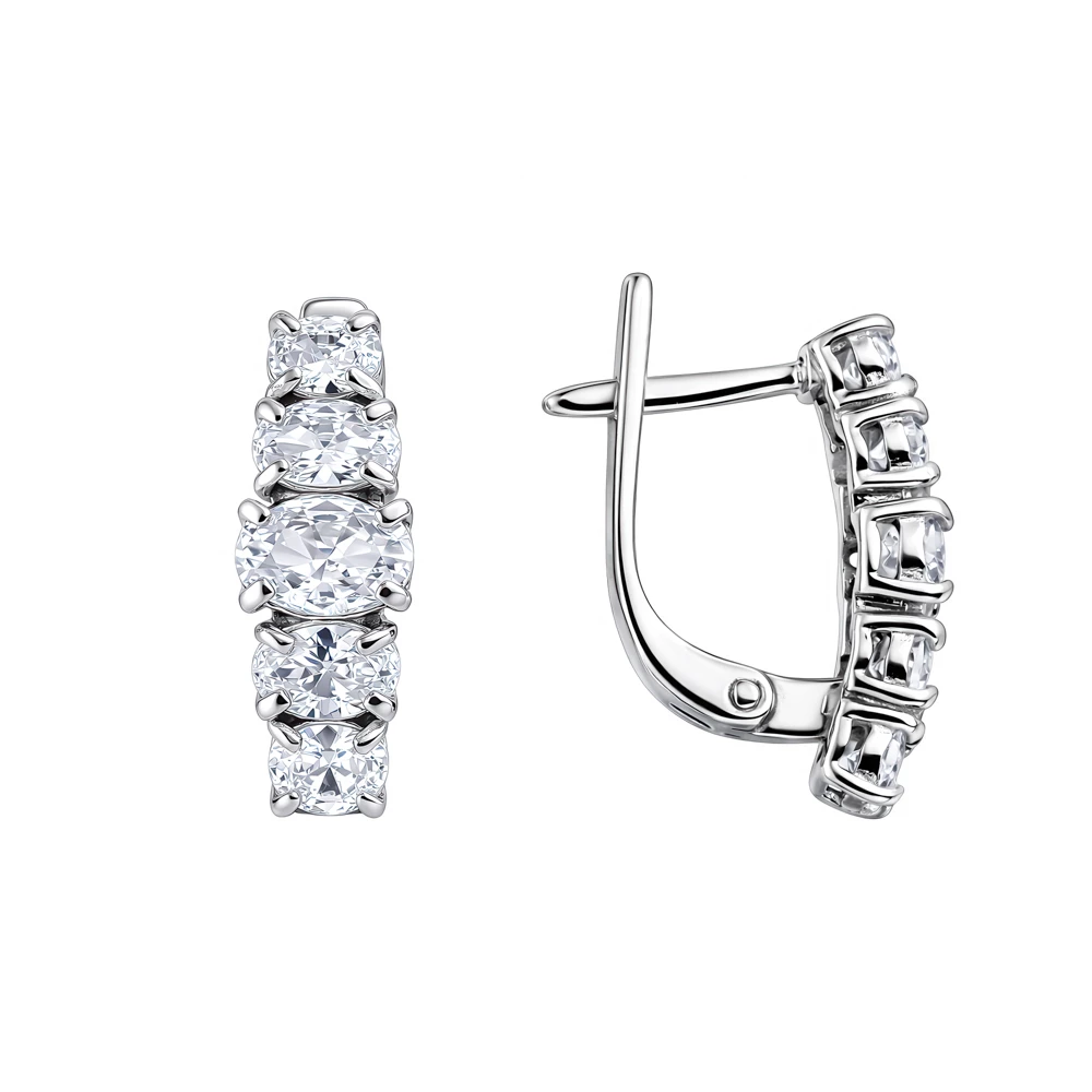 Серьги с фианитами из серебра 925 пробы