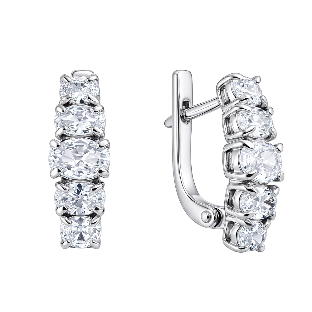 Серьги с фианитами из серебра 925 пробы