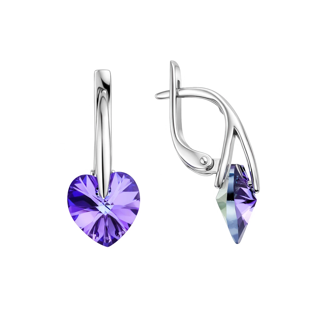 Серьги с ювелирными кристаллами из серебра 925 пробы