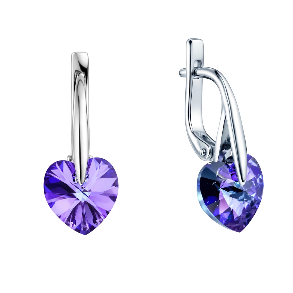 Серьги с ювелирными кристаллами из серебра 925 пробы