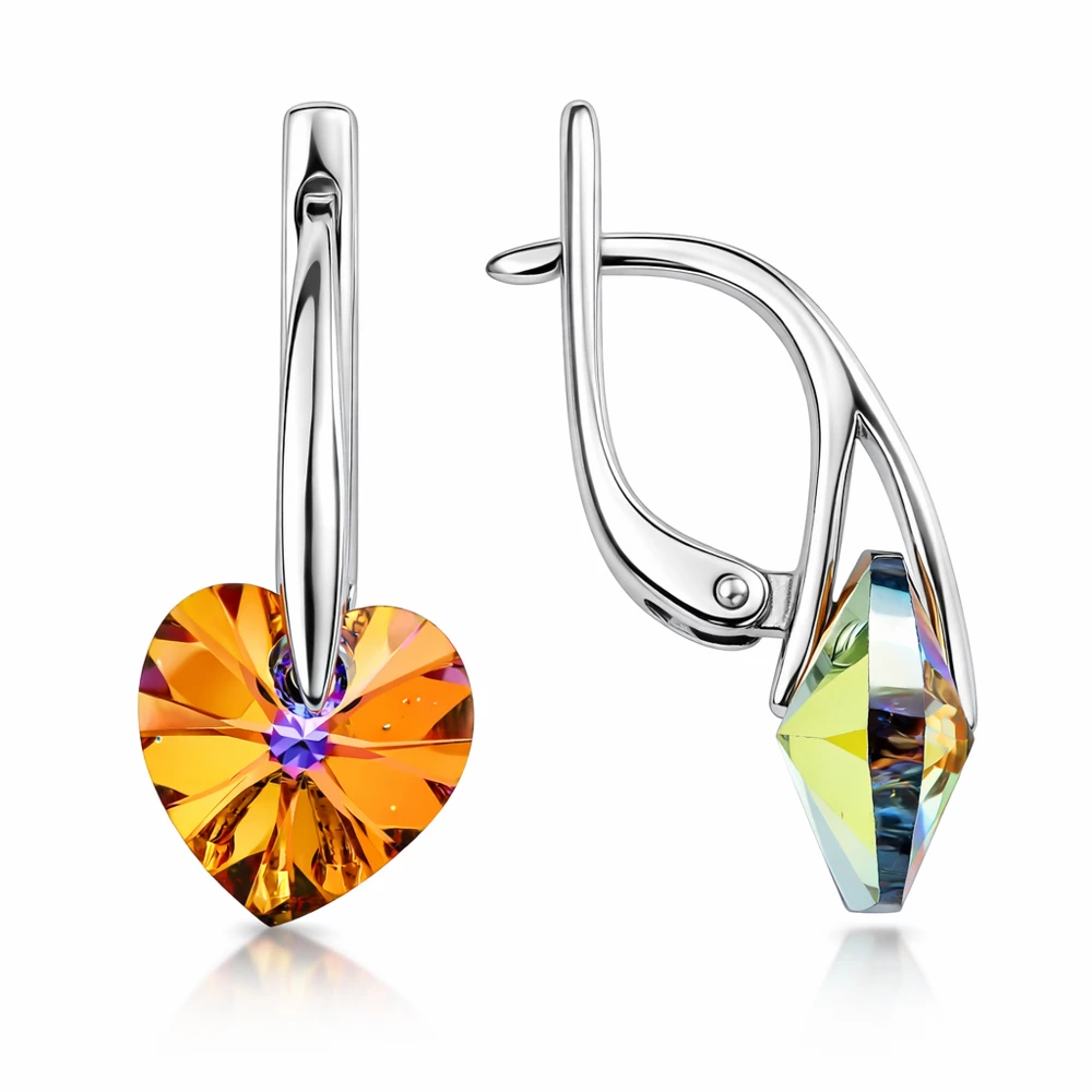 Серьги с ювелирными кристаллами из серебра 925 пробы