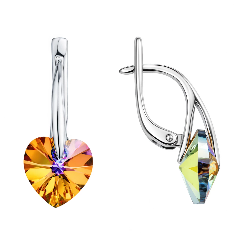 Серьги с ювелирными кристаллами из серебра 925 пробы