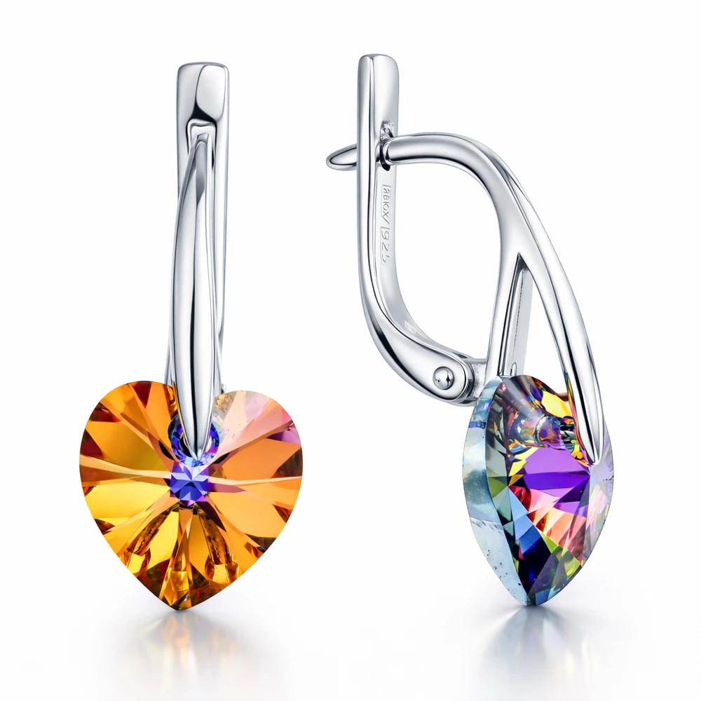 Серьги с ювелирными кристаллами из серебра 925 пробы