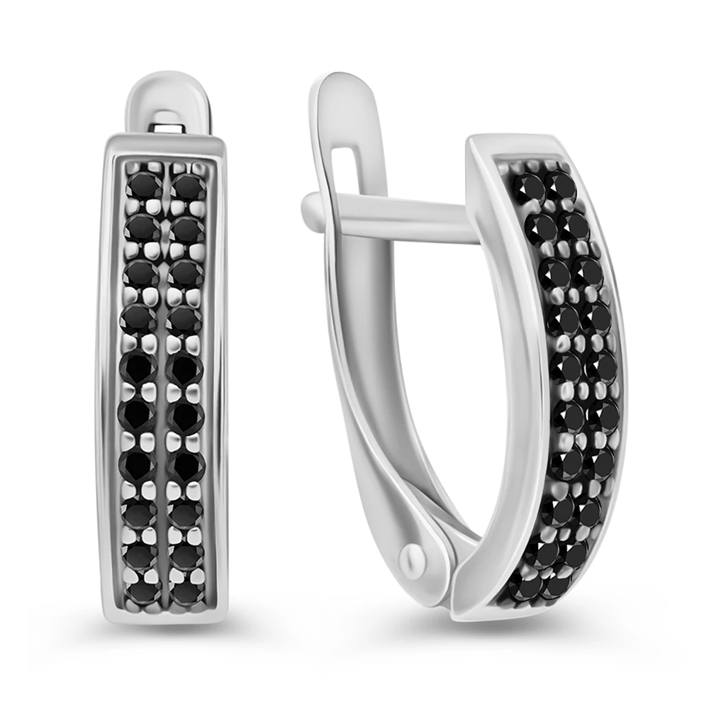 Серьги с фианитами из серебра 925 пробы