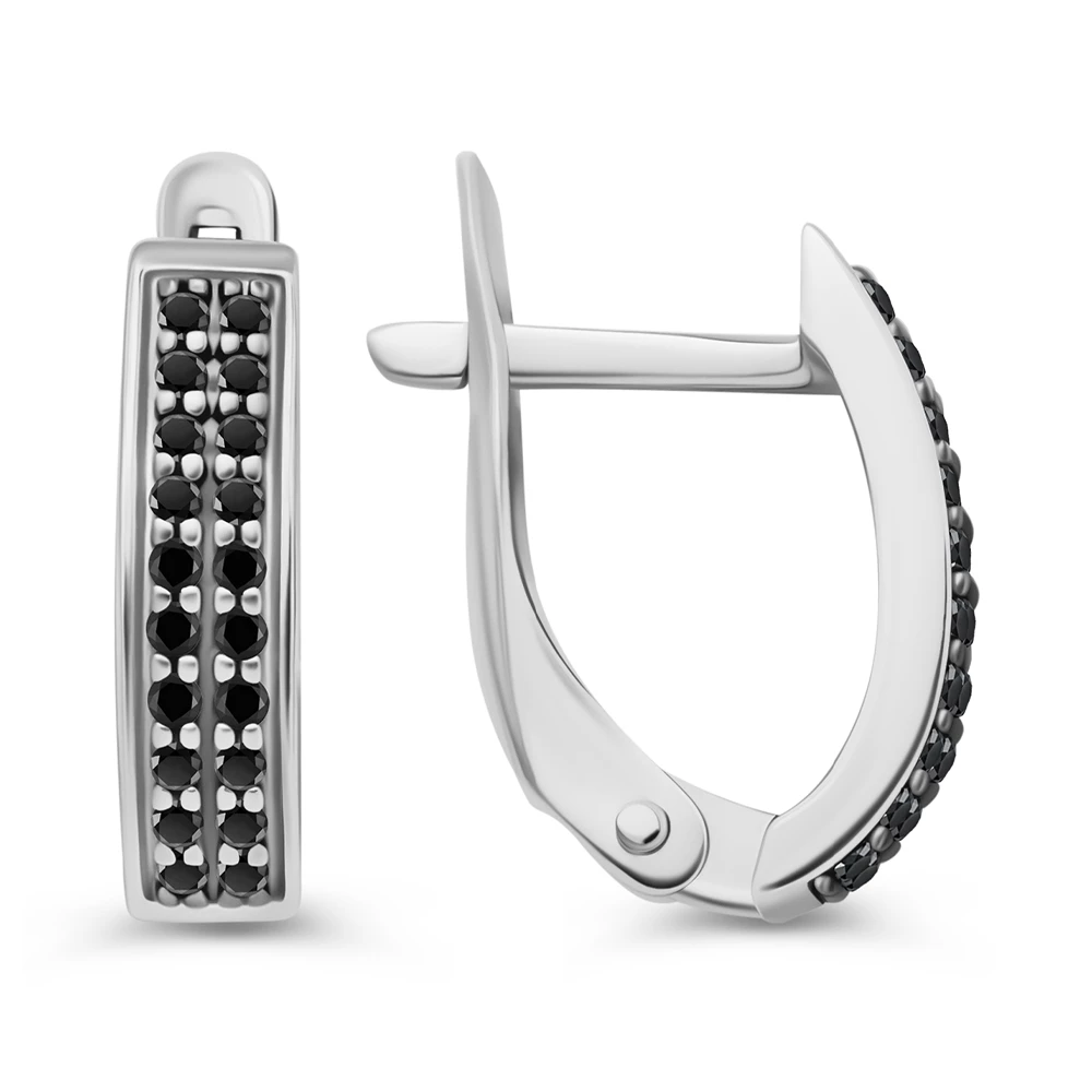 Серьги с фианитами из серебра 925 пробы