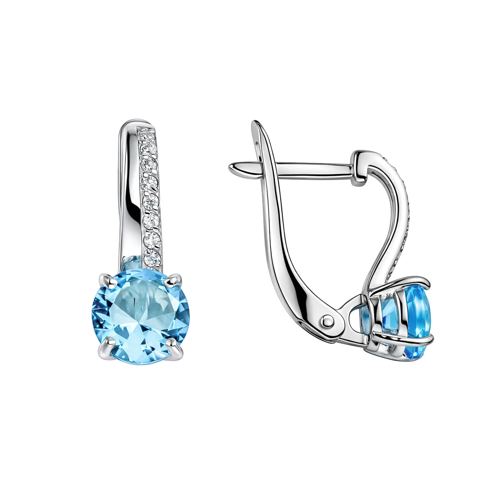 Серьги с фианитами из серебра 925 пробы