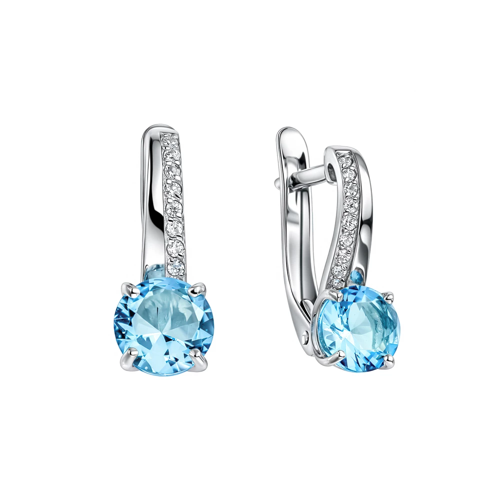 Серьги с фианитами из серебра 925 пробы