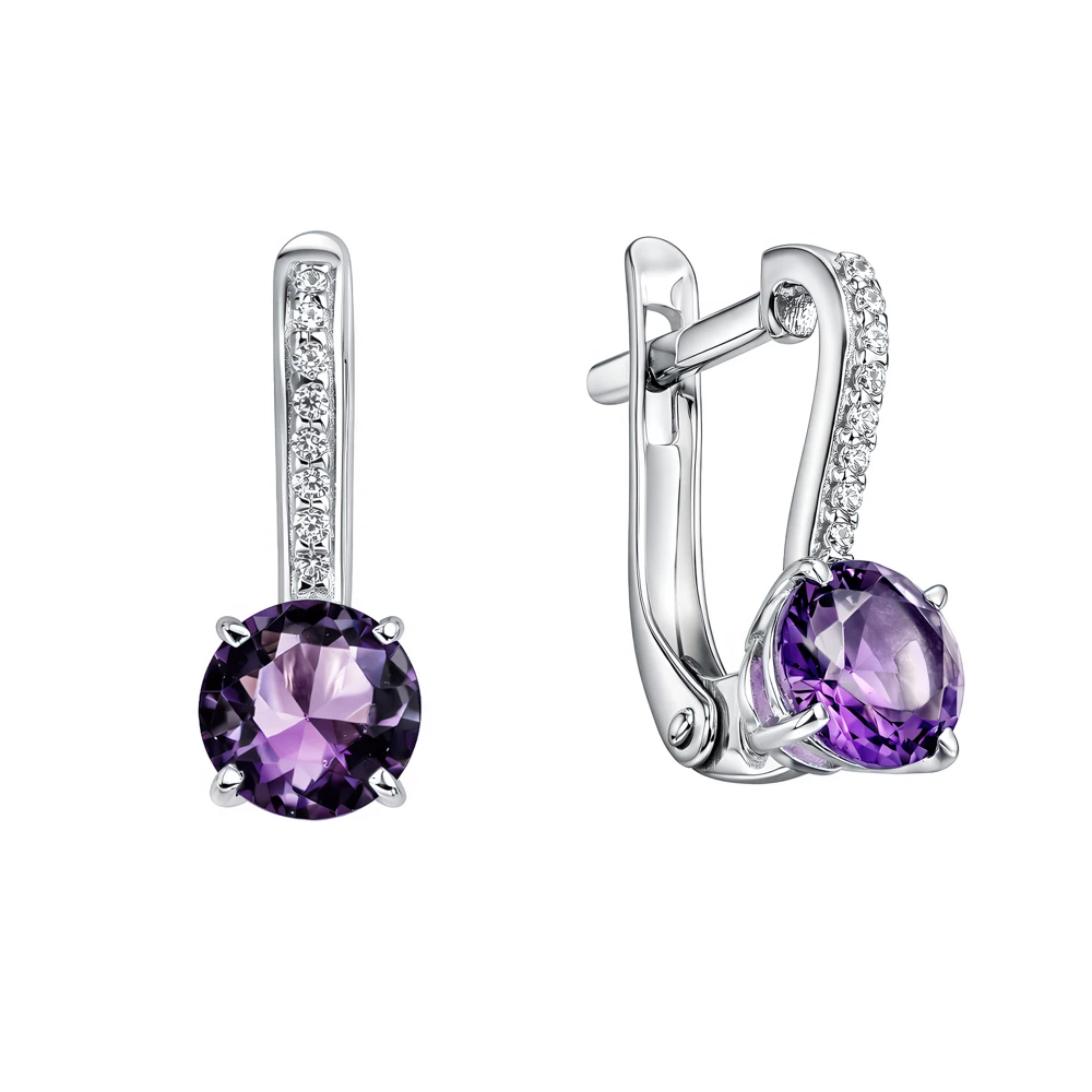 Серьги с фианитами из серебра 925 пробы