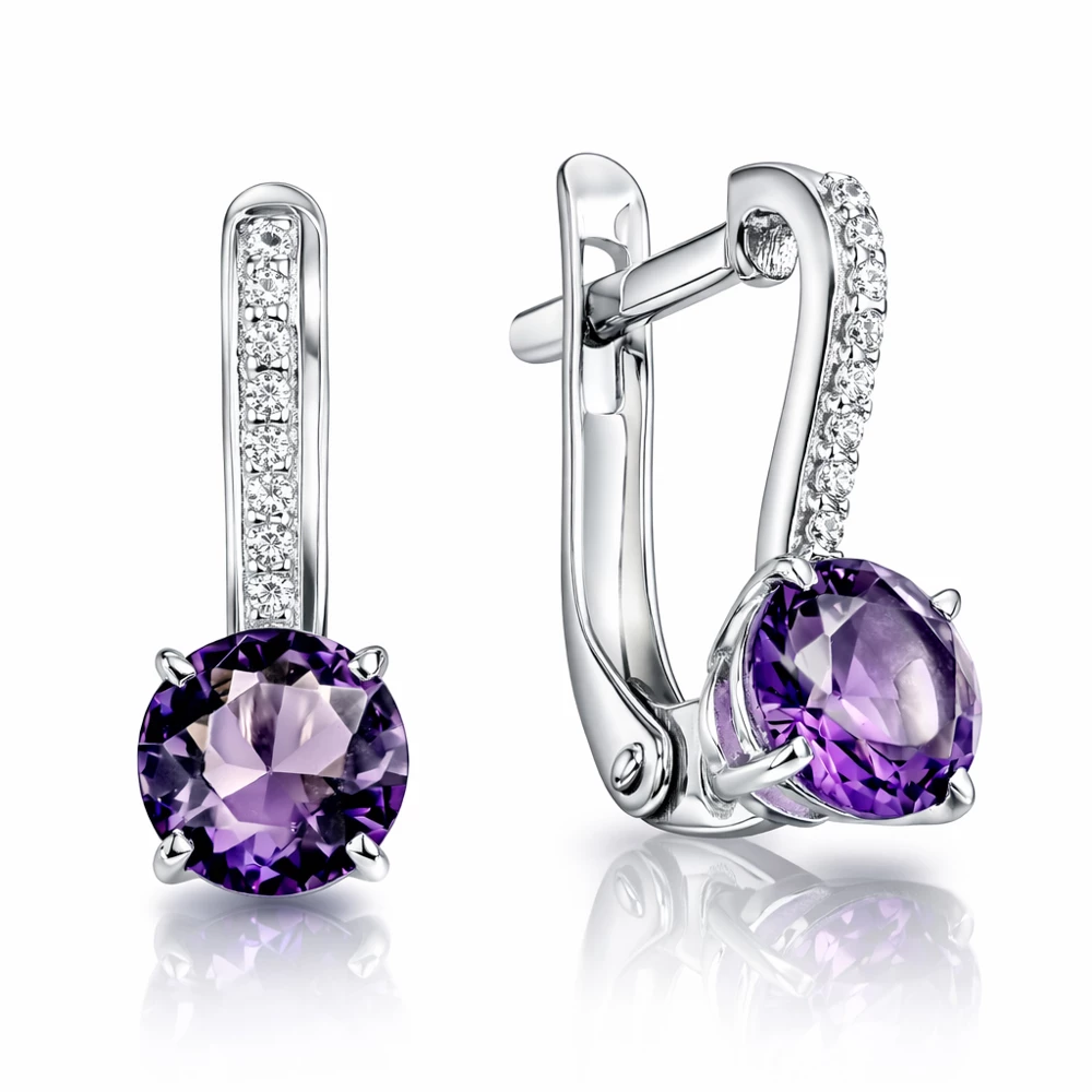 Серьги с фианитами из серебра 925 пробы