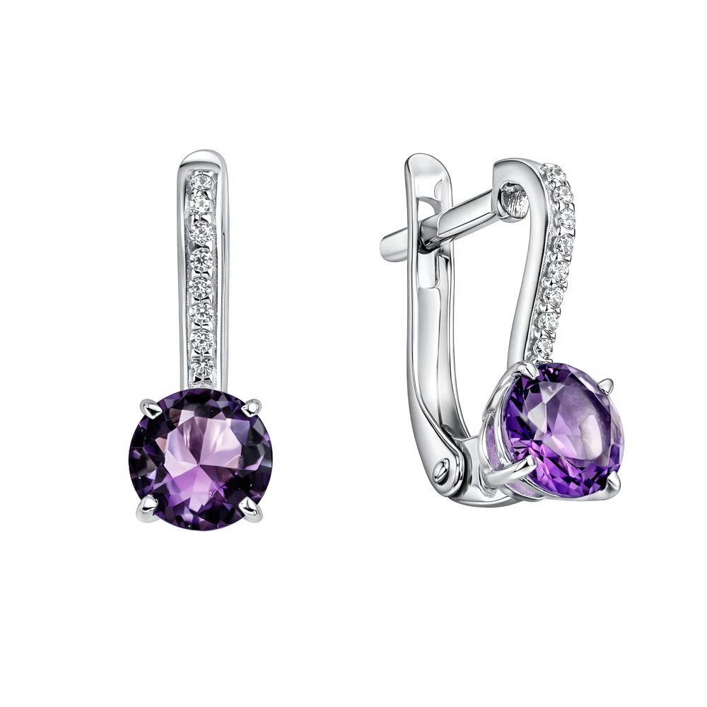 Серьги с фианитами из серебра 925 пробы