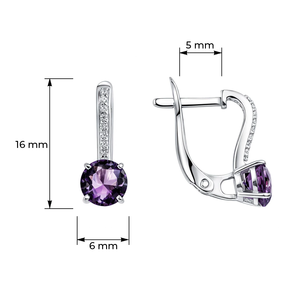 Серьги с фианитами из серебра 925 пробы