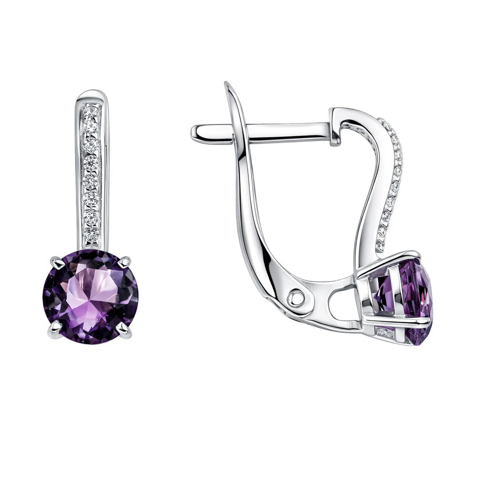 Серьги с фианитами из серебра 925 пробы