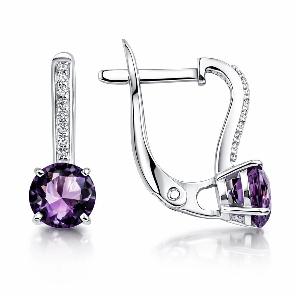 Серьги с фианитами из серебра 925 пробы