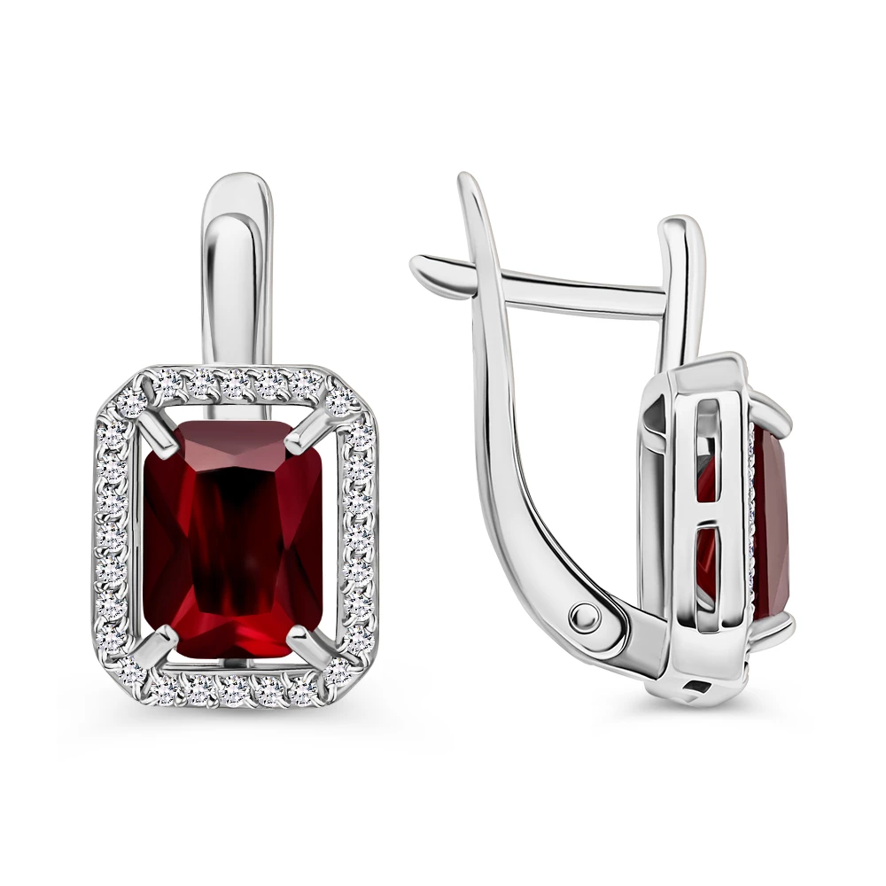 Серьги с фианитами из серебра 925 пробы