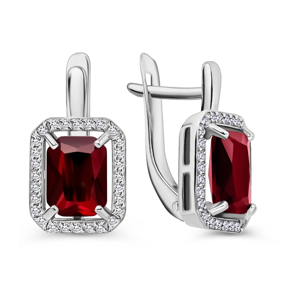 Серьги с фианитами из серебра 925 пробы