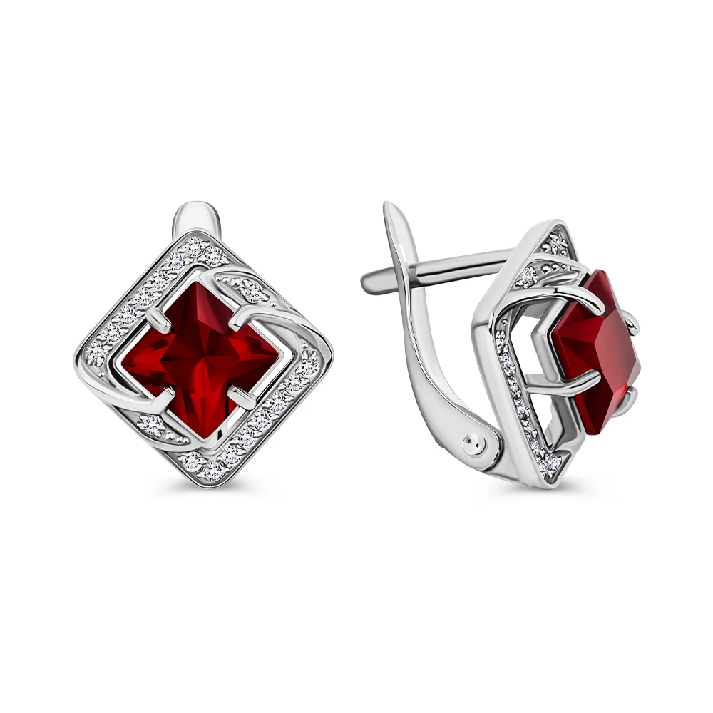 Серьги с фианитами из серебра 925 пробы