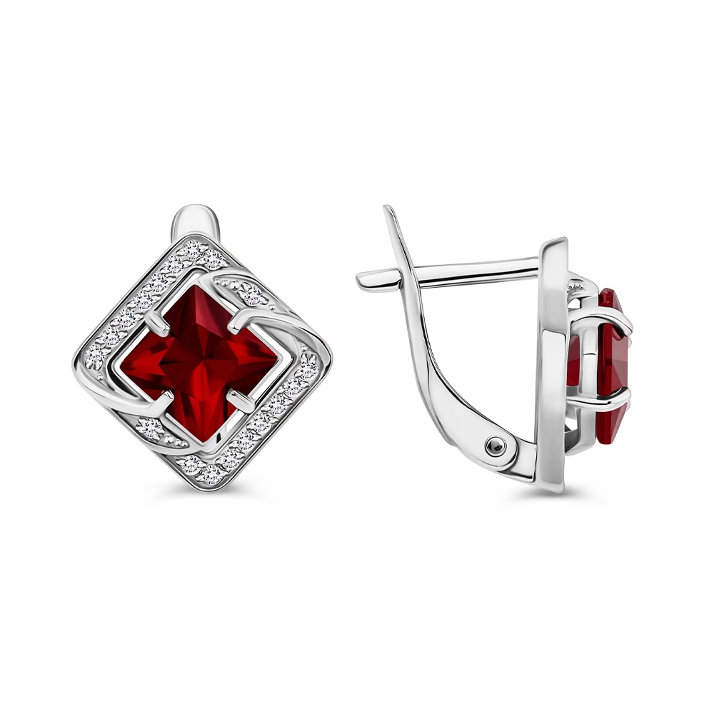 Серьги с фианитами из серебра 925 пробы