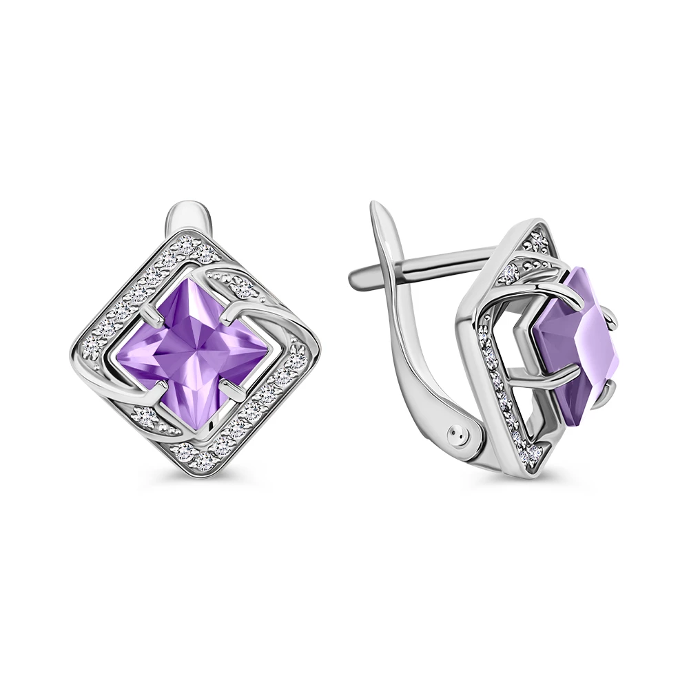 Серьги с фианитами из серебра 925 пробы