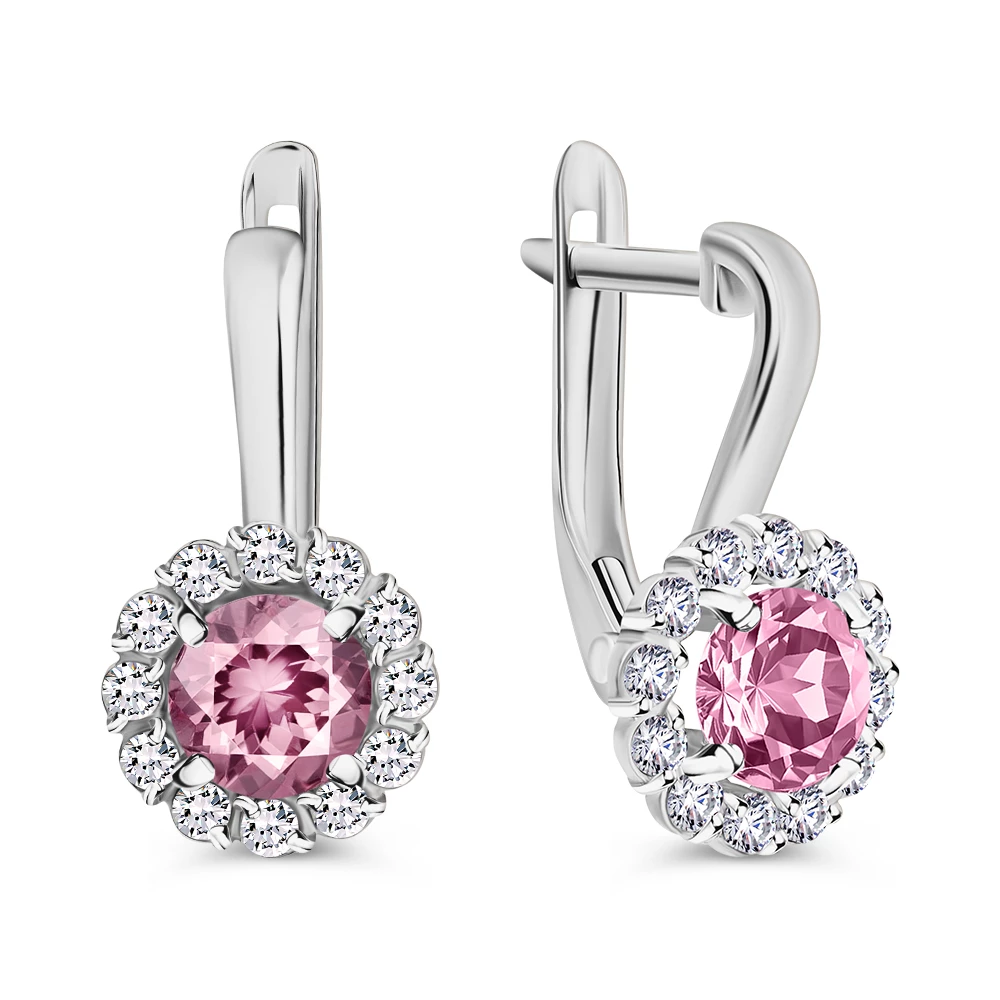 Серьги с фианитами из серебра 925 пробы