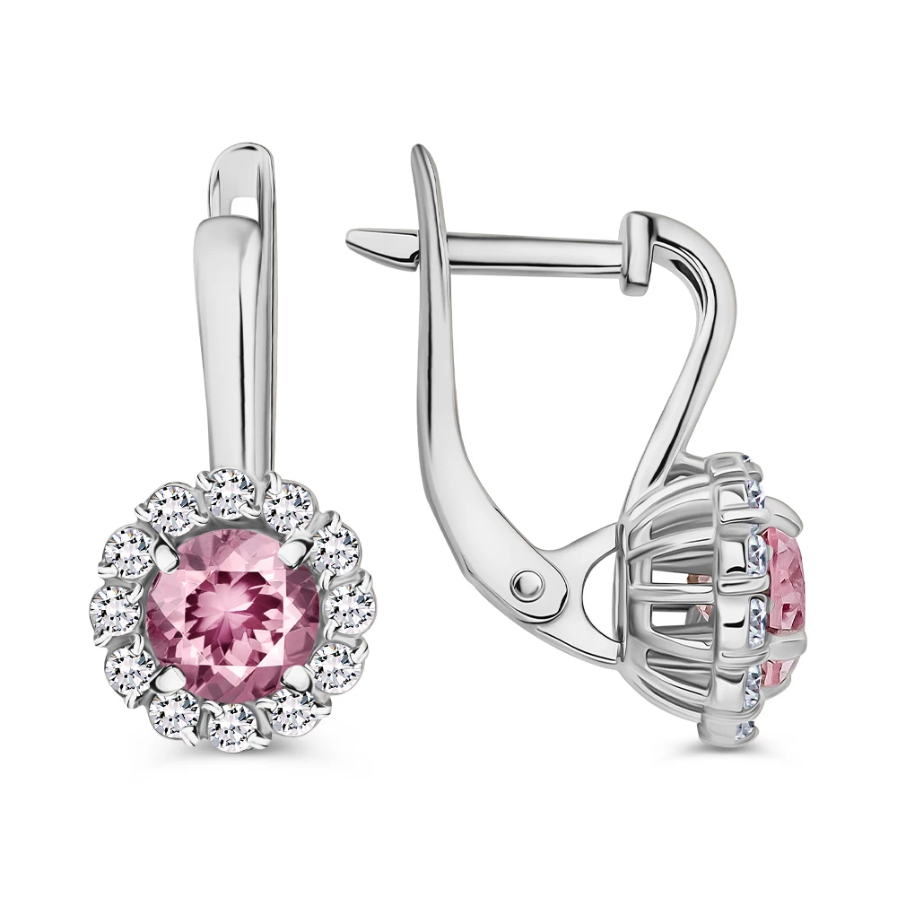 Серьги с фианитами из серебра 925 пробы