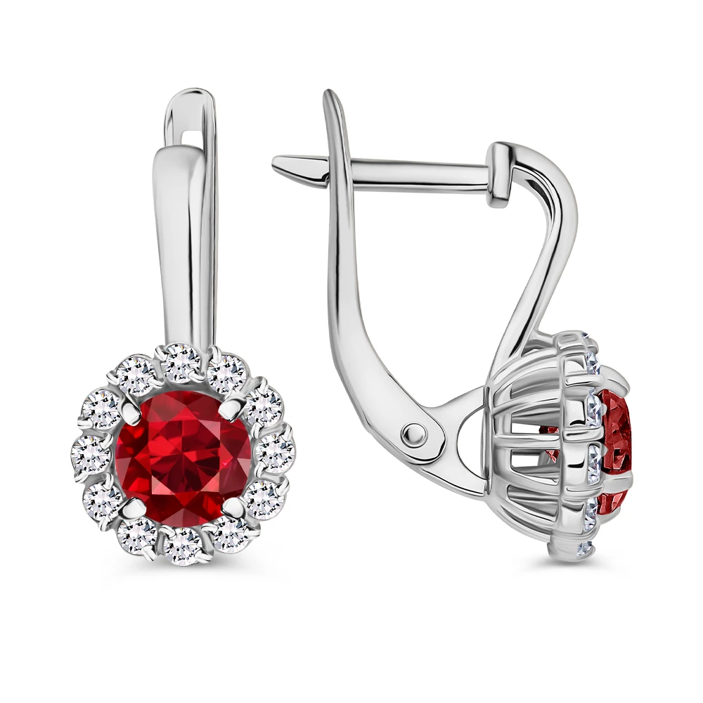 Серьги с фианитами из серебра 925 пробы