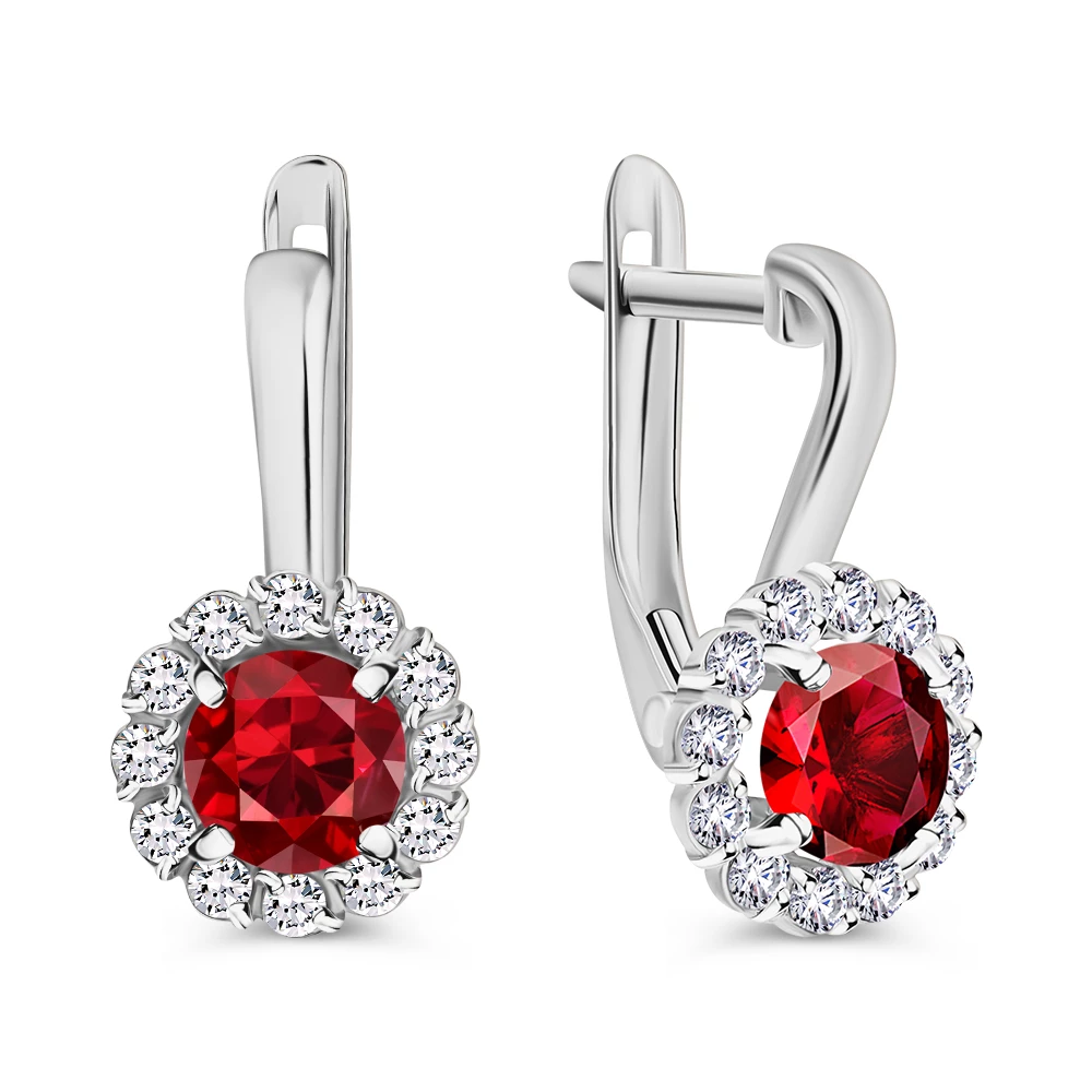 Серьги с фианитами из серебра 925 пробы