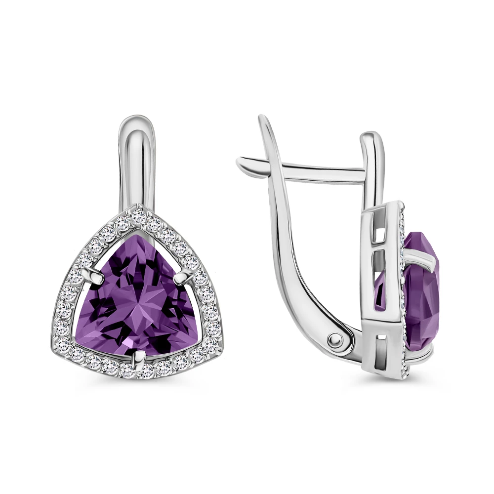 Серьги с фианитами из серебра 925 пробы