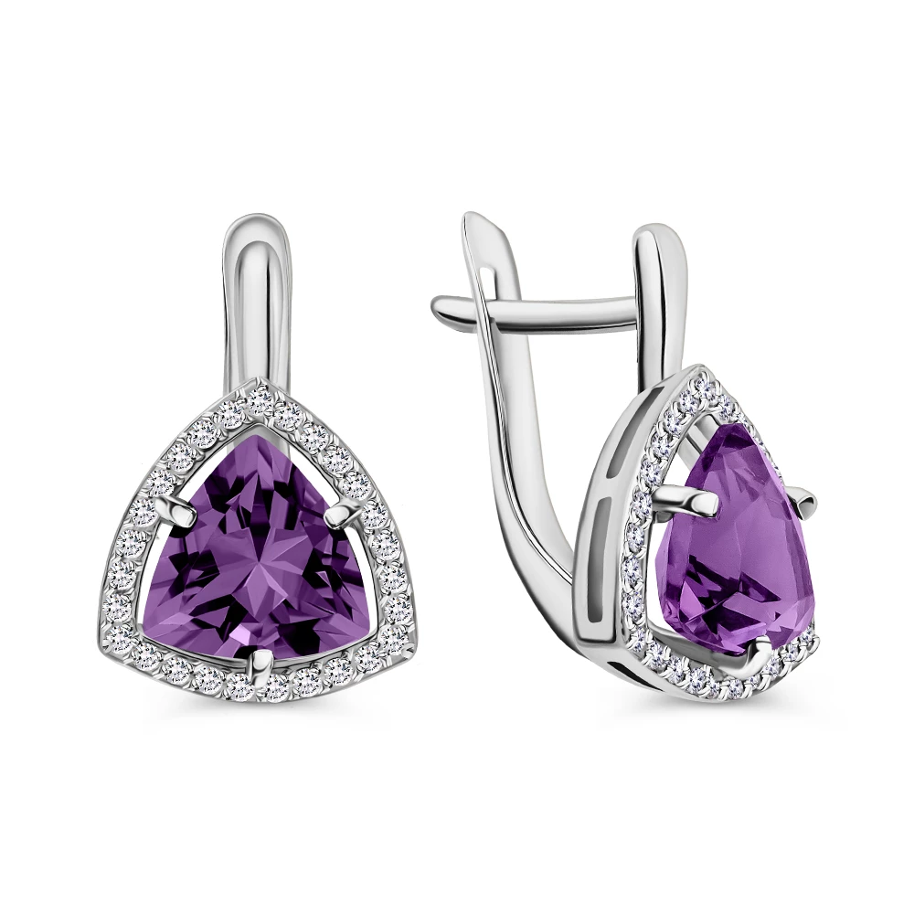 Серьги с фианитами из серебра 925 пробы