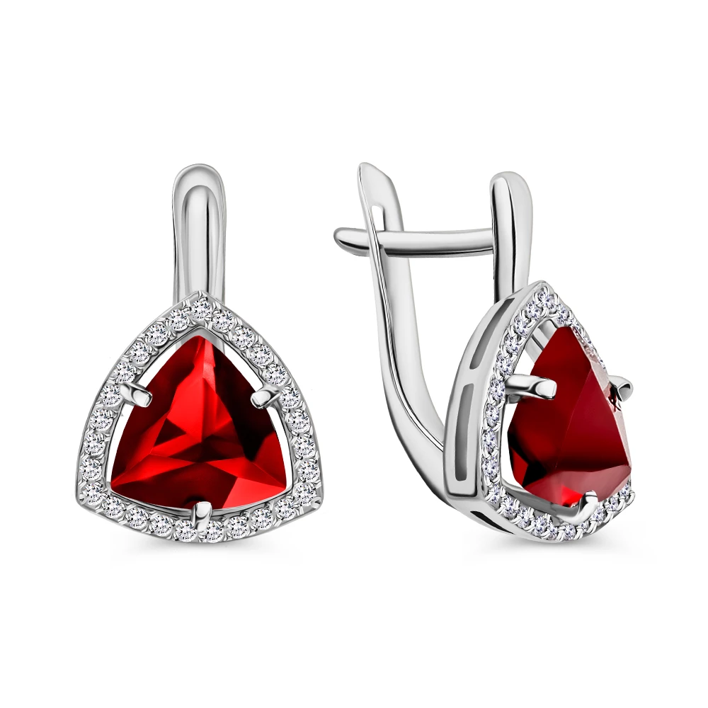 Серьги с фианитами из серебра 925 пробы